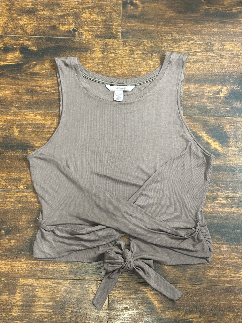 Heavenly by VS Wrap Tie Tank XL 🤍 Taupe Ribbed Modal Like New